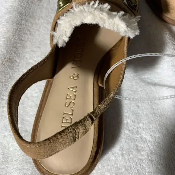 Chelsea & Violet Lundin Suede Slingback Flats Faux Fur 7.5 - Picture 6 of 6